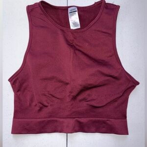 Gymshark Burgundy Sweat Seamless Midi Crop Tank